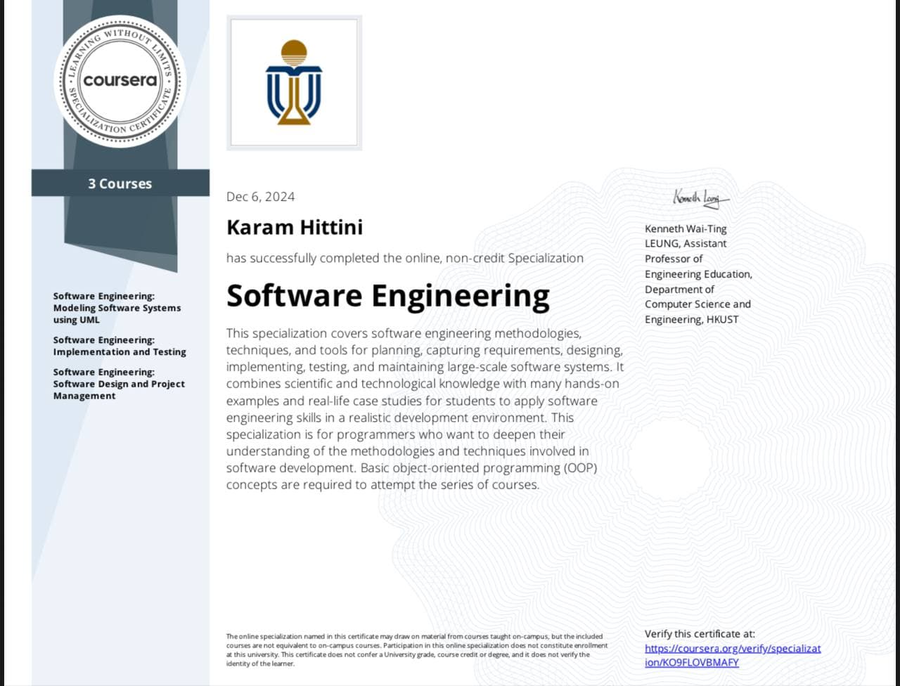 Software Engineering Specialization